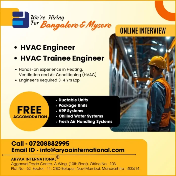 HVAC Engineer working on systems at Aryaa International