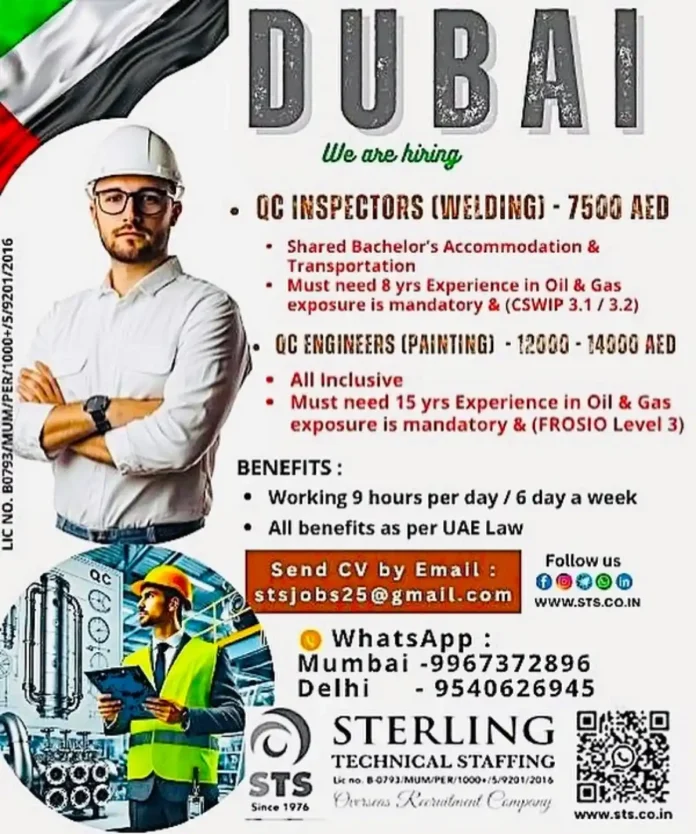 STS Recruitment for QC Positions in Dubai Oil & Gas Industry