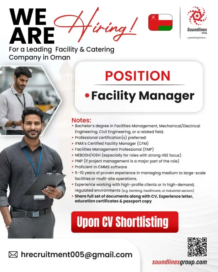 Facility Manager Job Opportunity at Soundlines Group in Oman