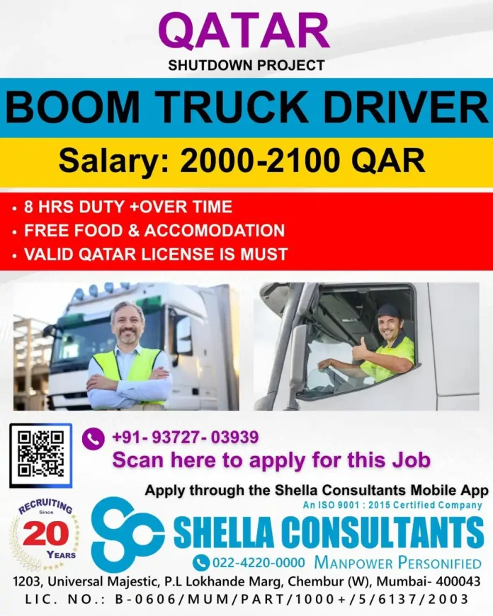 QR Code for applying to Boom Truck Driver job in Qatar
