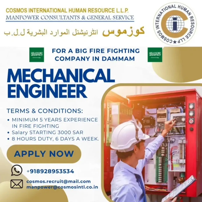 Mechanical Engineer working on fire safety systems in Dammam