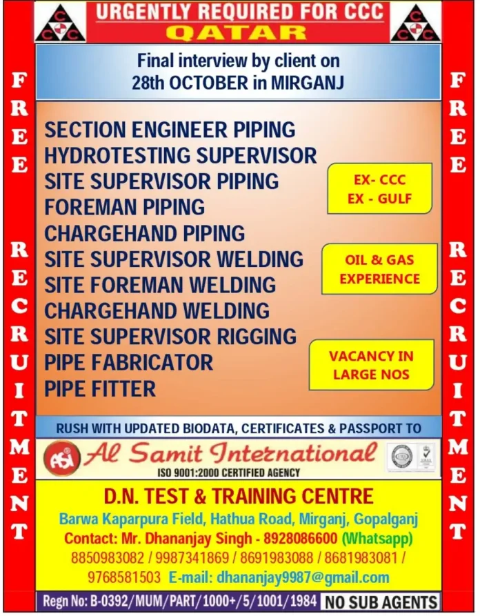 CCC Qatar Job Recruitment Drive