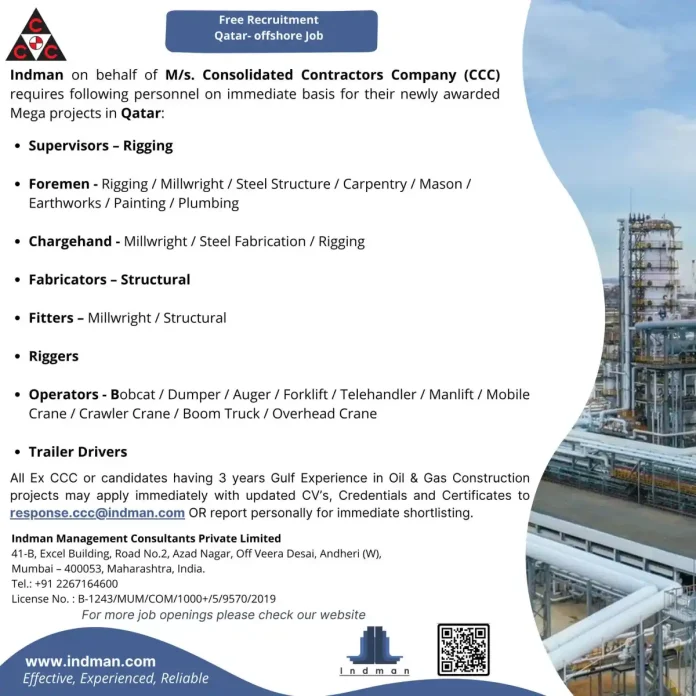 CCC Offshore Job Recruitment in Qatar for Oil & Gas Projects
