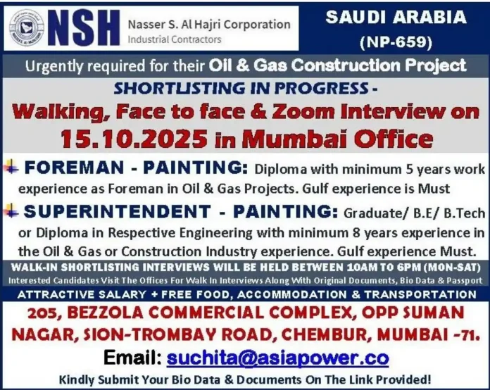 Nasser S. Al Hajri Corporation Job Interview for Painting Positions in Saudi Arabia