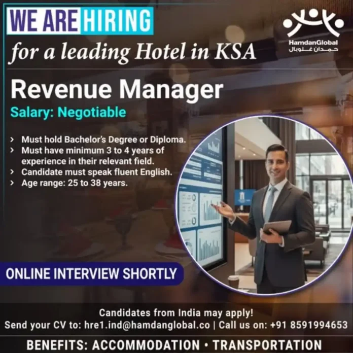 Revenue Manager Career Opportunity in Saudi Arabia
