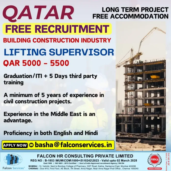 Lifting Supervisor overseeing construction operations in Qatar