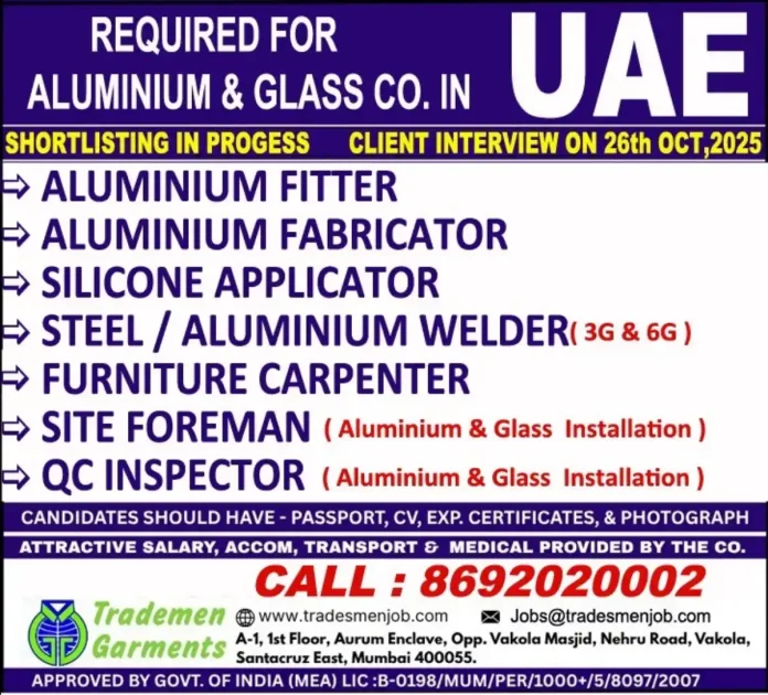 Aluminium and Glass Installation Professionals at Work in UAE