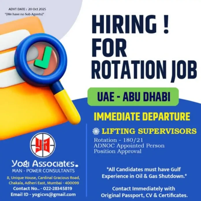Lifting Supervisor working in oil and gas industry in Abu Dhabi