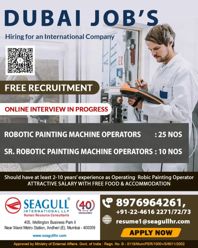 Robotic Painting Machine Operator career opportunity in Dubai