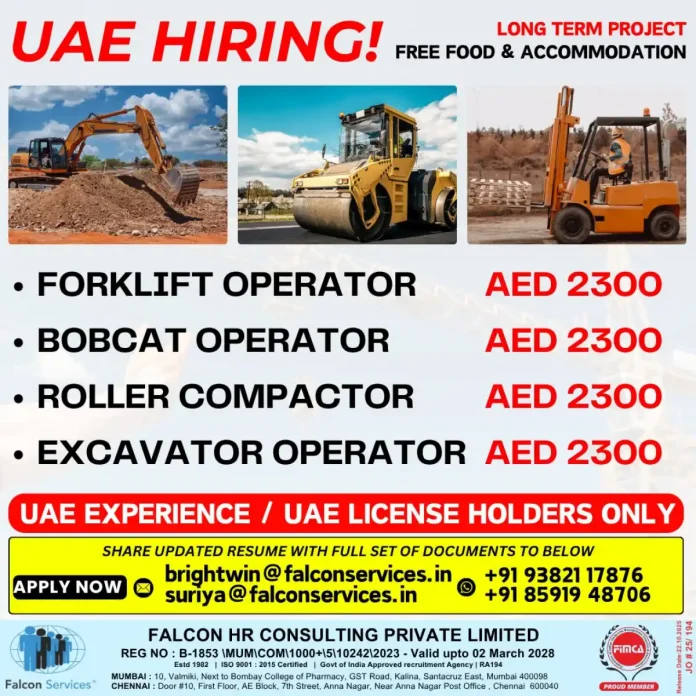 Heavy equipment operator working on construction site in UAE