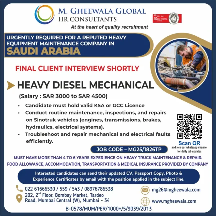 Heavy Diesel Mechanic working on Sinotruk vehicle maintenance