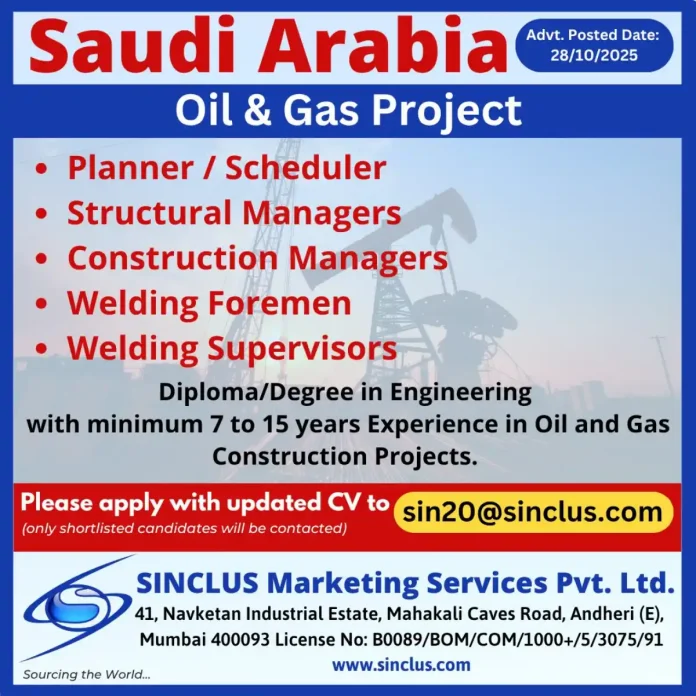 Gulf-Jobs-29-Oct-25-11 Oil and Gas Construction Project Team in Saudi Arabia