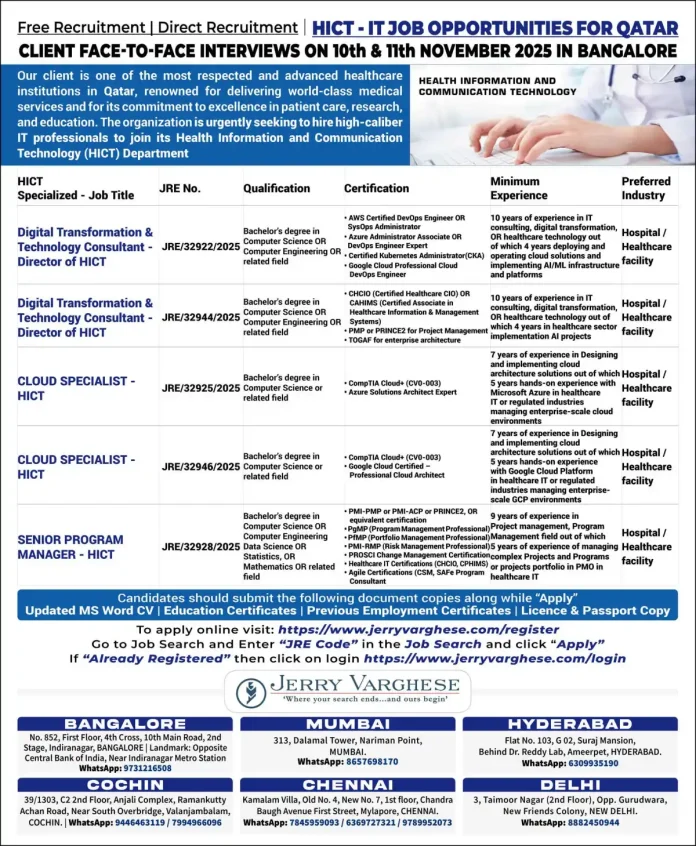 Gulf-Jobs-29-Oct-25-13 HICT IT Jobs Recruitment for Qatar Healthcare Sector