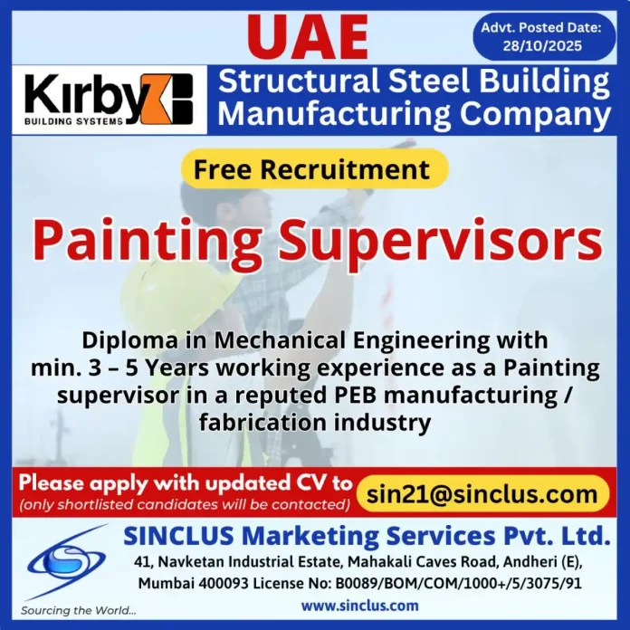 Gulf-Jobs-29-Oct-25-36 Painting Supervisor Job Opportunity in UAE with Kirby Building Systems
