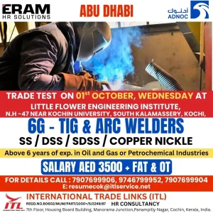 6G TIG and ARC Welders Career Opportunity with ADNOC in Abu Dhabi