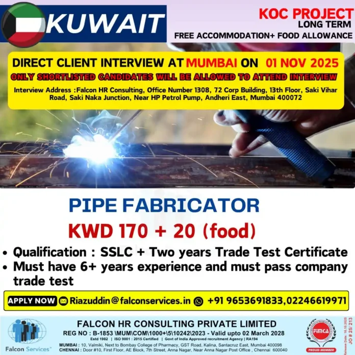 Gulf-Jobs-29-Oct-25-43 Pipe Fabricator Job Opportunity in Kuwait with KOC Project