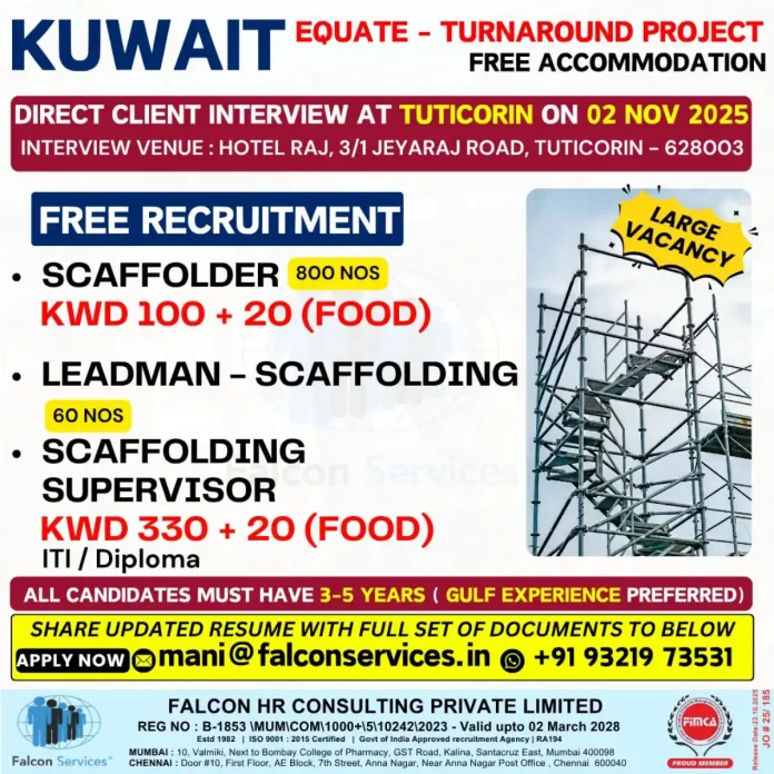 Gulf-Jobs-29-Oct-25-46 Recruitment for Kuwait Equate Turnaround Project Scaffolding Jobs