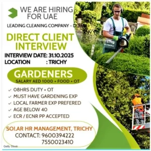 Gardener maintaining landscapes in Dubai for leading cleaning company