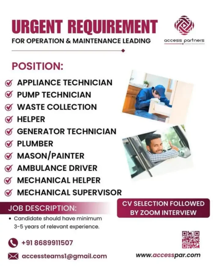 Access Partners Job Recruitment Drive for Operation and Maintenance Roles