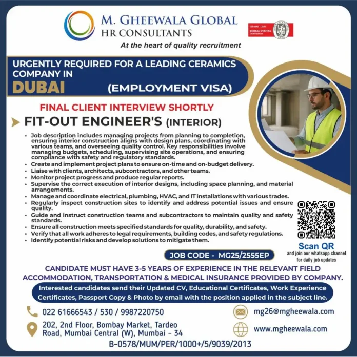 Fit-Out Engineer supervising interior construction site in Dubai