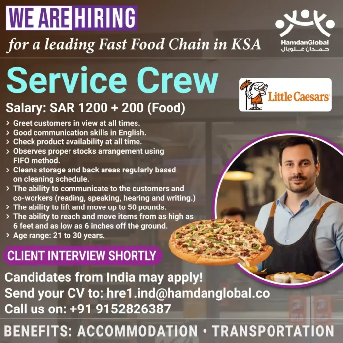 Service Crew Team at Little Caesars Restaurant in KSA