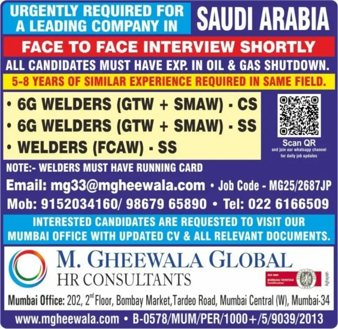Experienced welder performing 6G welding in oil and gas industry