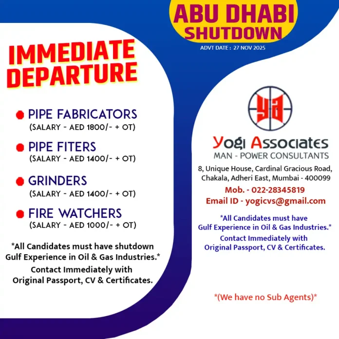 Recruitment for Oil and Gas Jobs in Abu Dhabi Shutdown