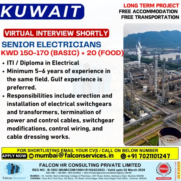 Senior Electrician working on electrical installations in Kuwait