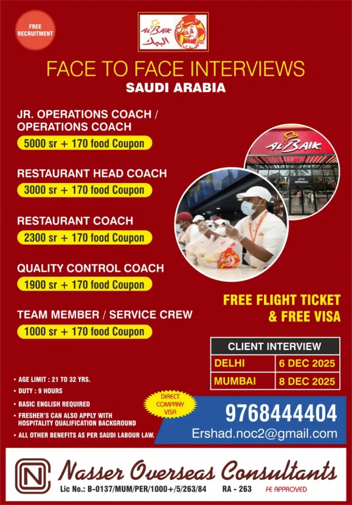 ALBAIK recruitment poster for jobs in Saudi Arabia