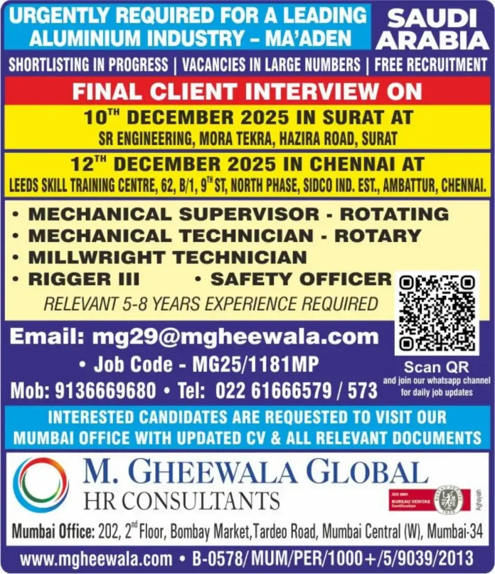 Recruitment drive for Ma'aden Arabia aluminium industry jobs