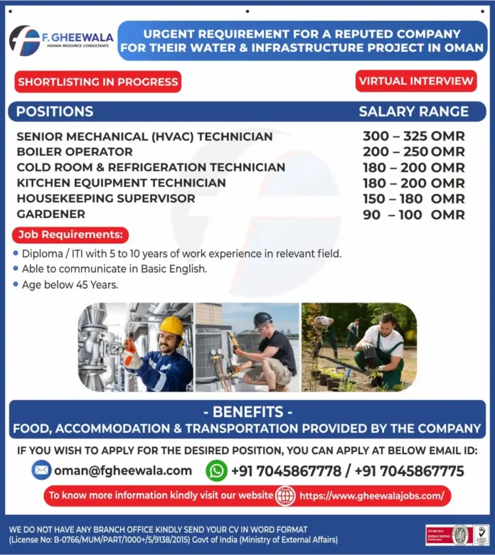 Job Opportunities in Oman for Water and Infrastructure Project