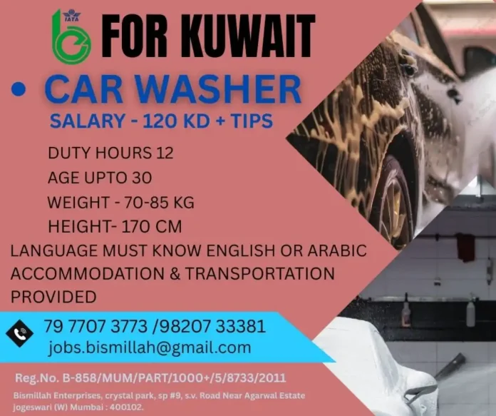 Car washer cleaning a vehicle in Kuwait
