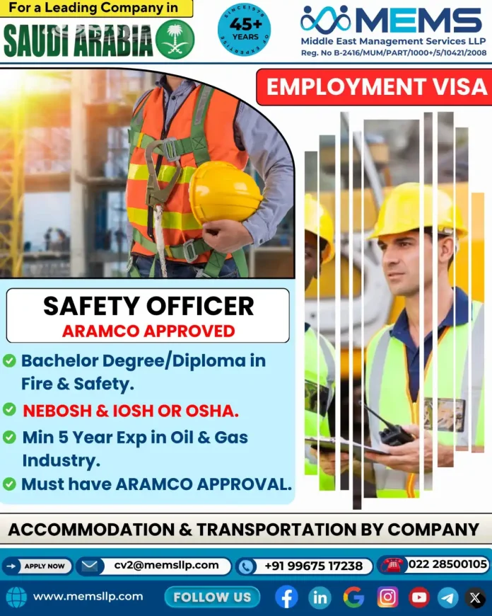 ARAMCO Approved Safety Officer working in an oil and gas facility in Saudi Arabia