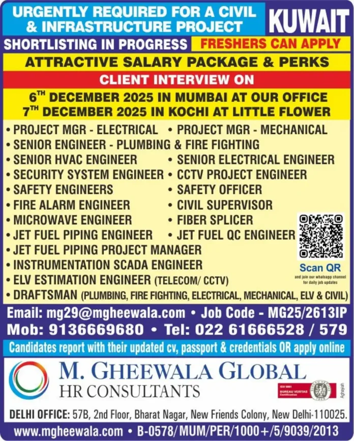 Engineering Jobs in Kuwait Infrastructure Project