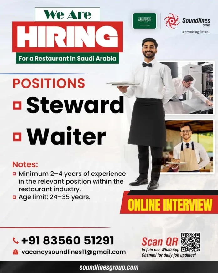 Soundlines Group Restaurant Staff Hiring in Saudi Arabia