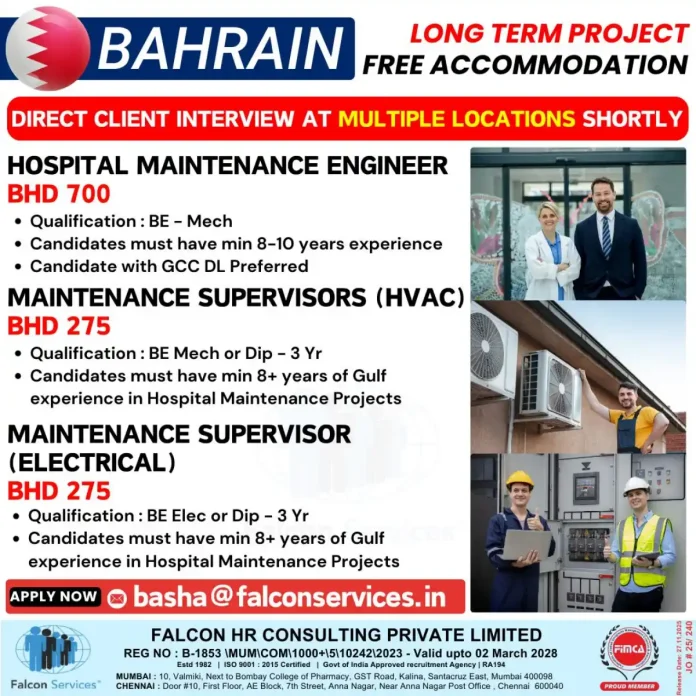 Hospital Maintenance Jobs in Bahrain - Falcon HR Consulting Recruitment
