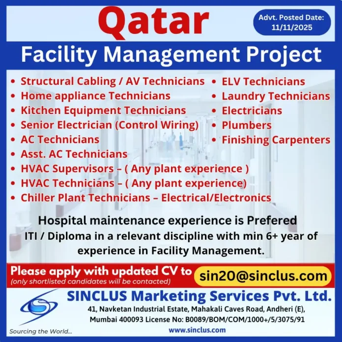 Facility Management Technicians working on various systems in Qatar
