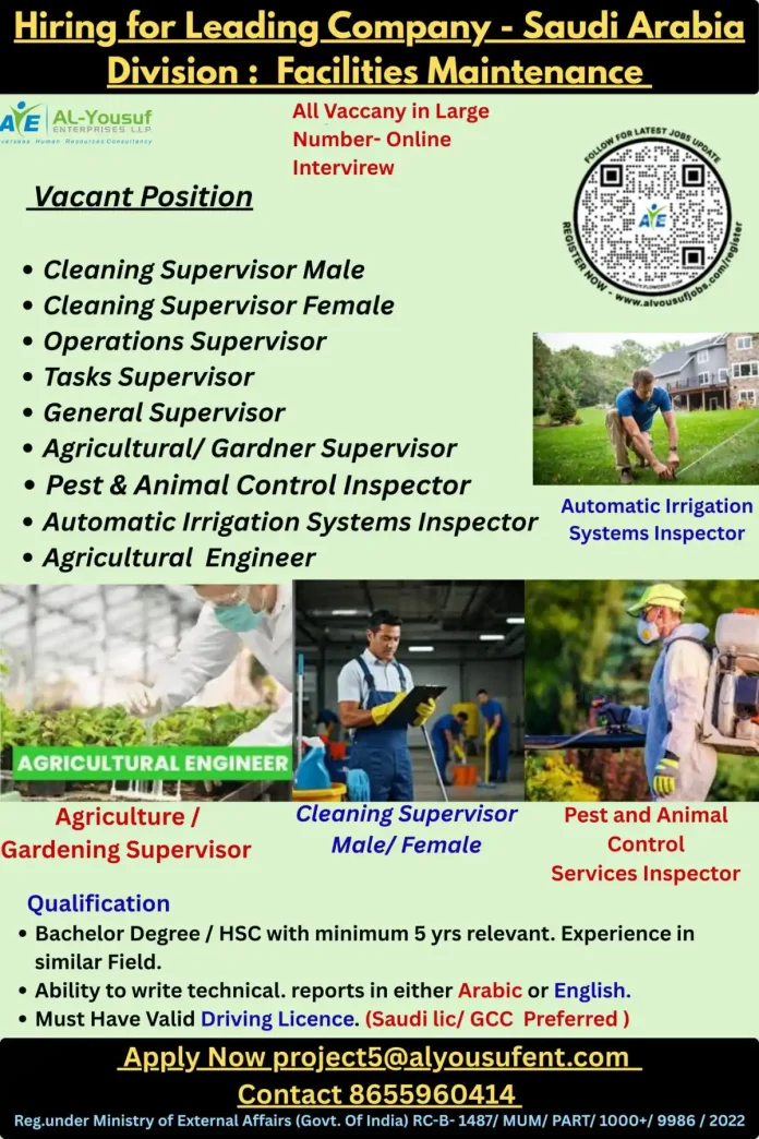 Facilities Maintenance Job Opportunities at AE AL-Yousuf Enterprises in Saudi Arabia