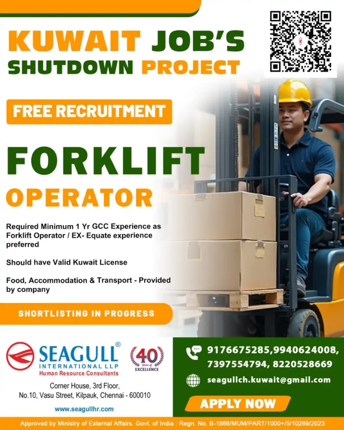 Forklift Operator working at industrial site in Kuwait