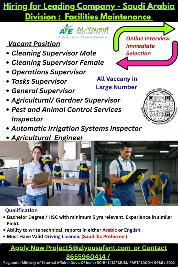 AVE AL-Yousuf ENTERPRISES Facilities Maintenance Job Openings in Saudi Arabia
