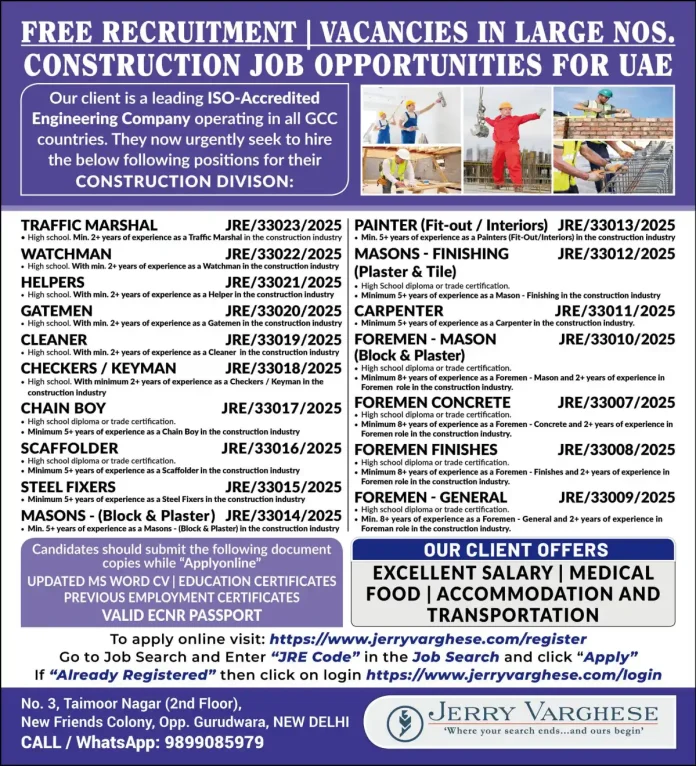 Construction Workers in UAE Job Site