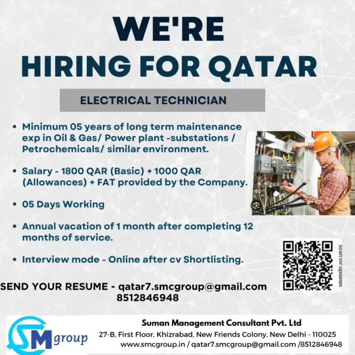 Electrical Technician working in Qatar oil and gas industry