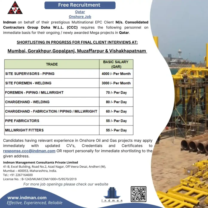 Job Recruitment for Onshore Oil and Gas Projects in Qatar