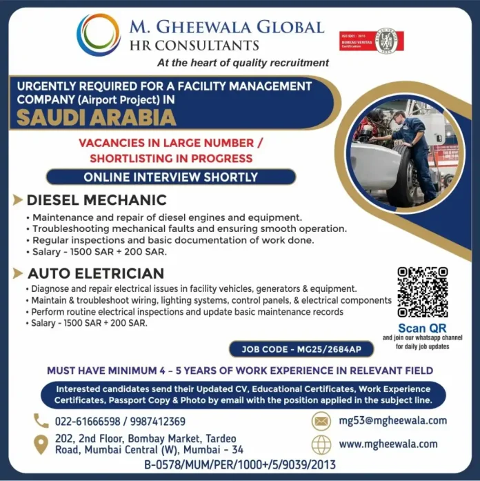 M. GHEEWALA HR Consultants Recruitment for Saudi Arabia Airport Project