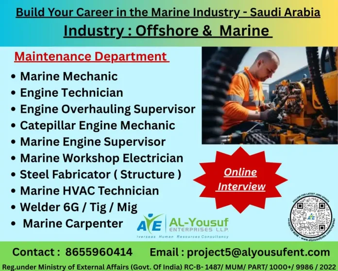 Marine Industry Job Opportunities in Saudi Arabia with AE AL-Yousuf Enterprises