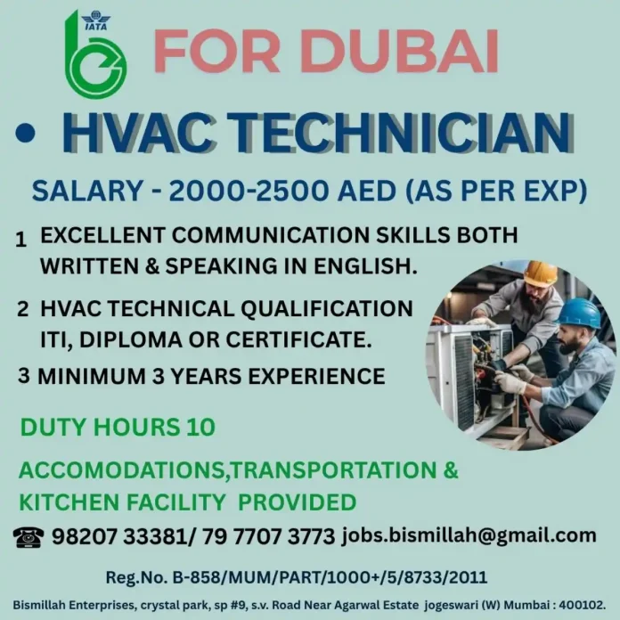 HVAC Technician performing maintenance in Dubai