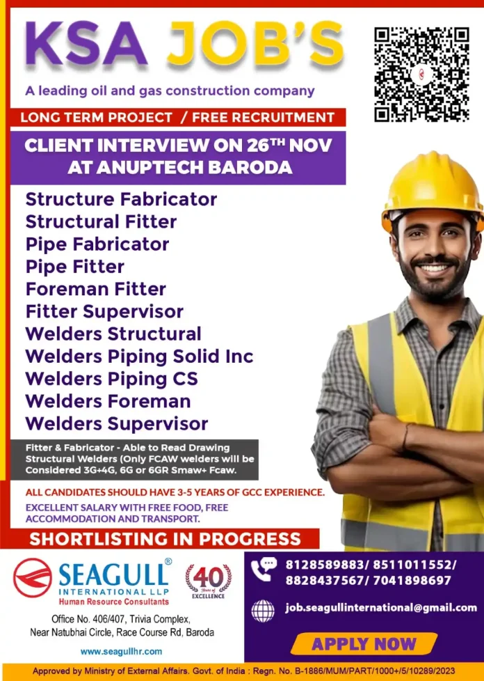 Recruitment for Oil and Gas Construction Jobs in Saudi Arabia
