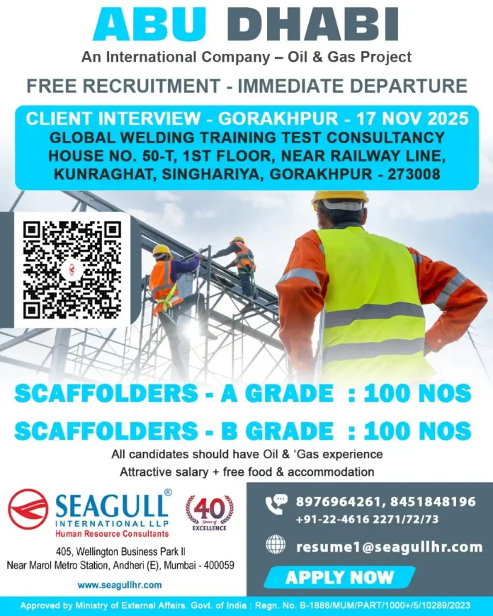 Scaffolder working on oil and gas project in Abu Dhabi