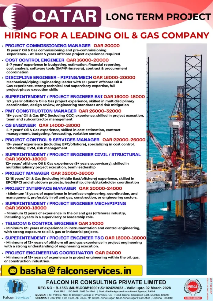 Oil and gas professionals working on an offshore project in Qatar