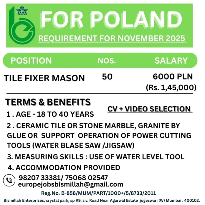 Tile Fixer Mason laying tiles in a construction site